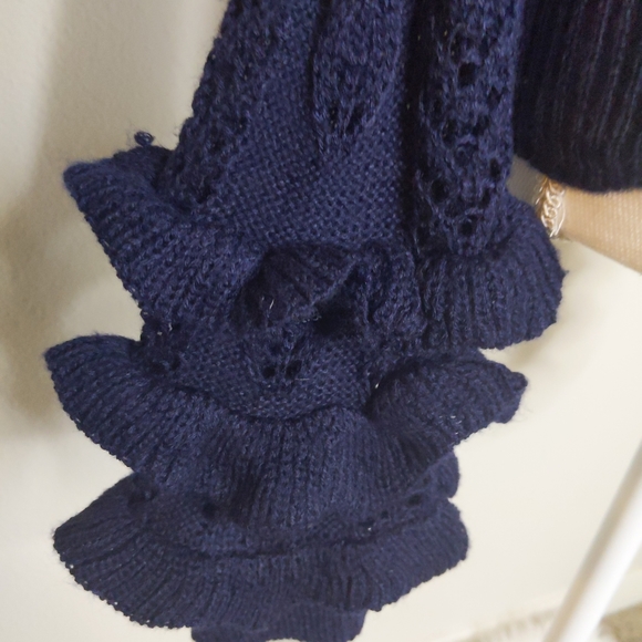 Glamorous Navy Blue Ruffle Sweater Long Sleeve Pullover Women’s Size 8 NWT - Picture 9 of 12